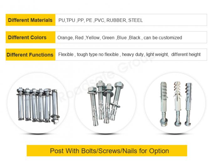 Advertencia de seguridad vial al aire libre de 75 cm Punto de advertencia de tráfico de plástico PU duradero 8